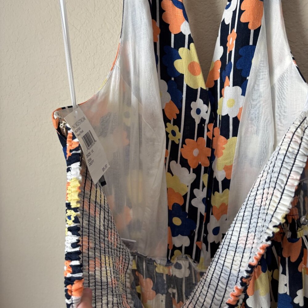 Modcloth NEW 1X Linen Blend Floral Print Halter Jumpsuit - Picture 14 of 16